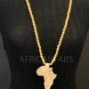 Houten kralen ketting / halsketting / hanger - Afrikaans continent - cream