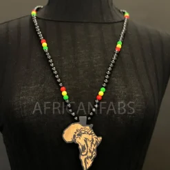 Houten kralen ketting / halsketting / hanger - Afrikaans continent - Zwart