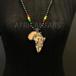 Houten kralen ketting / halsketting / hanger - Afrikaans continent - Zwart