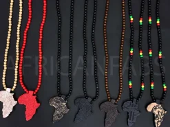 Houten kralen ketting / halsketting / hanger - Afrikaans continent - Rode