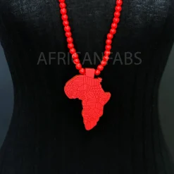 Houten kralen ketting / halsketting / hanger - Afrikaans continent - Rode
