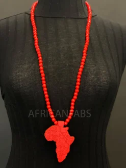 Houten kralen ketting / halsketting / hanger - Afrikaans continent - Rode
