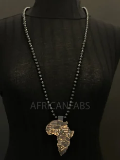 Houten kralen ketting / halsketting / hanger - Afrikaans continent - Zwart / bruin