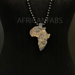 Houten kralen ketting / halsketting / hanger - Afrikaans continent - Zwart / bruin