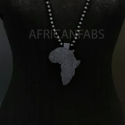 Houten kralen ketting / halsketting / hanger - Afrikaans continent - Zwart