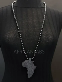 Houten kralen ketting / halsketting / hanger - Afrikaans continent - Zwart