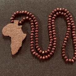Houten kralen ketting / halsketting / hanger - Afrikaans continent - Donker bruin