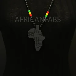 Houten kralen ketting / halsketting / hanger - Afrikaans continent - Zwart