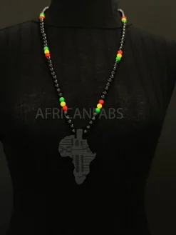 Houten kralen ketting / halsketting / hanger - Afrikaans continent - Zwart