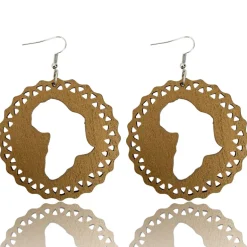 Houten Oorbellen | Africa circle