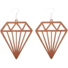 Houten Oorbellen | Diamond