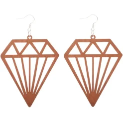 Houten Oorbellen | Diamond