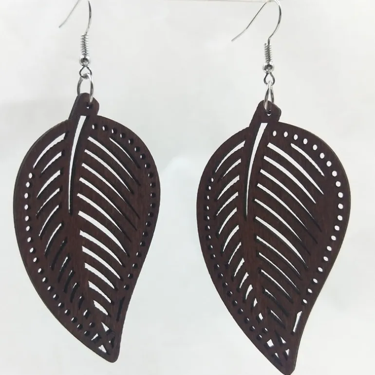 Houten Oorbellen | Leaves