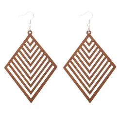 Houten Oorbellen | Rhombus
