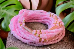3 in 1 Waist Beads / Afrikaanse Heupketting - AME - Roze (elastisch)