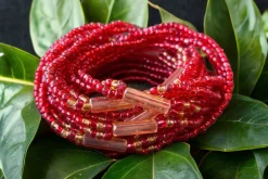 3 in 1 Waist Beads / Afrikaanse Heupketting - ABENI - Rood (elastisch)