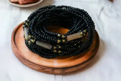 3 in 1 Waist Beads / Afrikaanse Heupketting - IYORE- Zwart (elastisch)