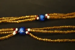 3 in 1 Waist Beads / Afrikaanse Heupketting - EPA - Blauw / goud (elastisch)