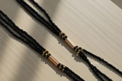 3 in 1 Waist Beads / Afrikaanse Heupketting - Obasogie - Zwart (Traditioneel niet-elastisch koord)