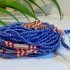 3 in 1 Waist Beads / Afrikaanse Heupketting - Okpa - Blauw (Traditioneel niet-elastisch koord)