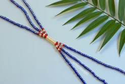 3 in 1 Waist Beads / Afrikaanse Heupketting - Okpa - Blauw (Traditioneel niet-elastisch koord)