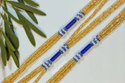 3 in 1 Waist Beads / Afrikaanse Heupketting - Obim - Blauw (Traditioneel niet-elastisch koord)