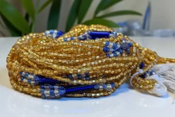 3 in 1 Waist Beads / Afrikaanse Heupketting - Obim - Blauw (Traditioneel niet-elastisch koord)