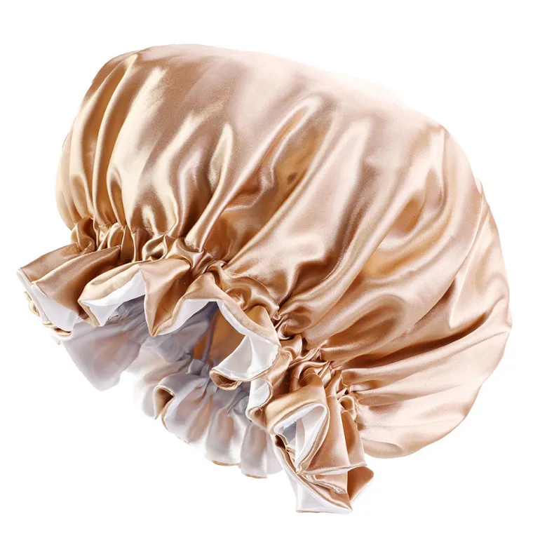 Kaki Satijnen Slaapmuts met randje / Reversible Satin Hair Bonnet / Haar bonnet van Satijn