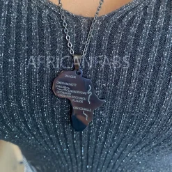Ketting / halsketting / hanger - Afrikaans continent groot - Zwart
