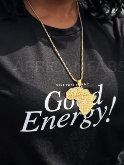 Ketting / halsketting / hanger - Afrikaans continent met diamond look steentjes - Goud