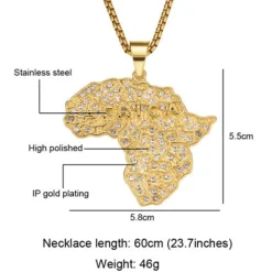 Ketting / halsketting / hanger - Afrikaans continent met diamond look steentjes - Goud