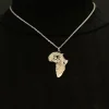 Ketting / hanger - Afrikaans continent met symbool - Zilver