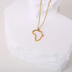 18k Gold plated Afrika ketting / hanger - Vergulde Afrika kaart halsketting Goudkleurig - Afrika continent vorm