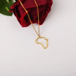 18k Gold plated Afrika ketting / hanger - Vergulde Afrika kaart halsketting Goudkleurig - Afrika continent vorm
