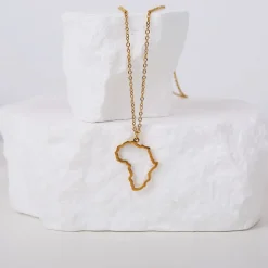 18k Gold plated Afrika ketting / hanger - Vergulde Afrika kaart halsketting Goudkleurig - Afrika continent vorm