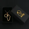 18k Gold plated Afrika ketting / hanger - Vergulde Afrika kaart halsketting Goudkleurig - Afrikaans continent met hartsymbool