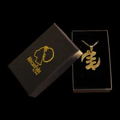 18k Gold plated Afrika ketting / hanger - Vergulde Afrika symbool halsketting Goudkleurig - GYE NYAME - ADINKRA SYMBOL