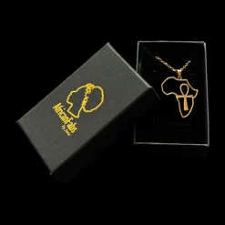 18k Gold plated Afrika ketting / hanger - Vergulde Afrika kaart halsketting Goudkleurig - Afrikaans continent met kruissymbool