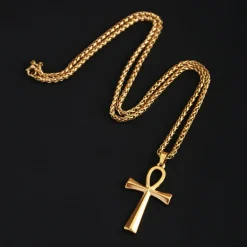 18k Gold plated vergulde Kruis ketting / hanger - Kruis halsketting Goudkleurig