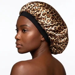 Leopard print Satijnen Slaapmuts / Satin Hair Bonnet / Haar bonnet van Satijn