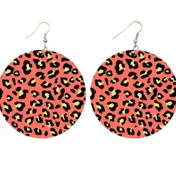 Leopard print zalm - Afrikaanse oorbellen