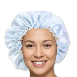 Lichtblauwe Satijnen Slaapmuts / Haar bonnet van Satijn / Satin hair bonnet