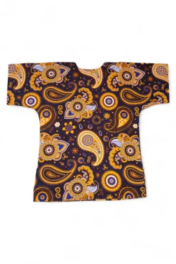 Marineblauw Geel Paisley Dashiki Shirt / Dashiki Jurk - Afrikaans shirt - Unisex