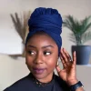Marineblauw hoofddoek - Headwrap van stretchy Jersey stof