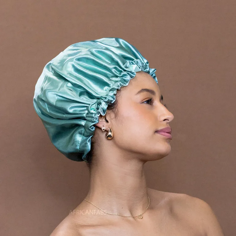 Mintgroen Satijnen Slaapmuts / Haar bonnet van Satijn / Satin hair bonnet