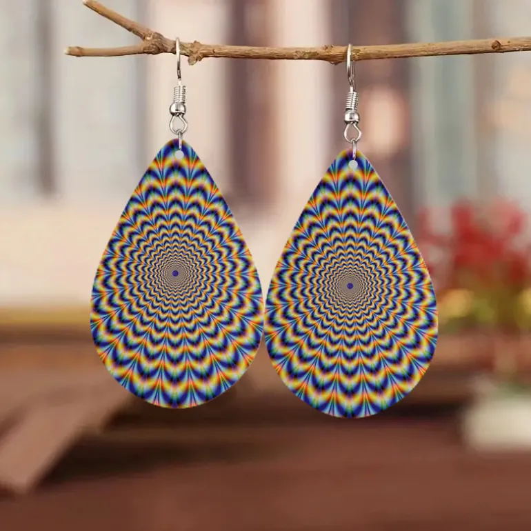 Multicolor Illusion druppelvormig - Afrikaanse oorbellen