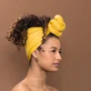 Ochre geel hoofddoek - Headwrap van stretchy Jersey stof