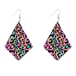 Oorbellen met Afrikaanse print | Ruitvormig - Leopard