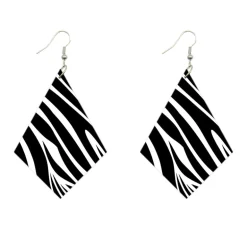Oorbellen met Afrikaanse print | Ruitvormig - Zebra