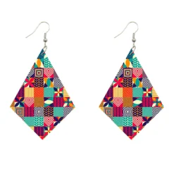 Oorbellen met Afrikaanse print | Ruitvormig - Patchwork